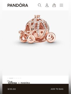 Pandora Disney Cinderella Sparkling Carriage Charm Rose 789189C01